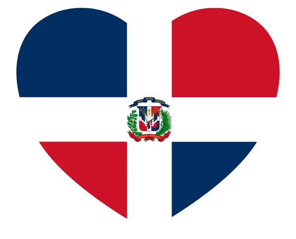 Flaga Dominikany Kształcie Serca Odizolowana Przejrzystym Tle — Wektor stockowy