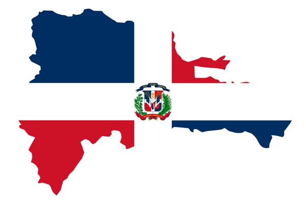 Dominicaanse Republiek Vlag Kaart Transparante Achtergrond — Stockvector