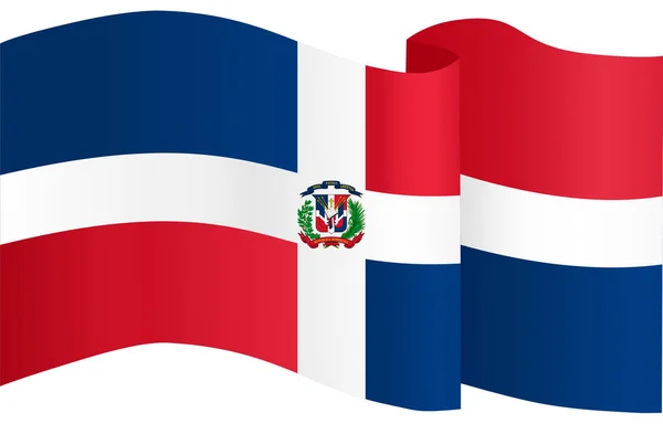 Dominican Republic Flag Wave Isolated Png Transparent Background — Stock Vector