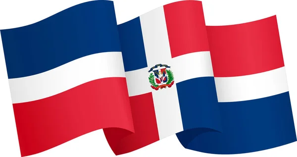 Dominikai Köztársaság Zászló Hullám Elszigetelt Png Vagy Átlátszó Háttér — Stock Vector