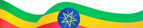 Onda Bandera Etiopía Aislada Sobre Fondo Png Transparente — Archivo Imágenes Vectoriales