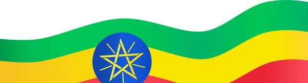 Äthiopien Flagge Welle Isoliert Auf Png Oder Transparentem Hintergrund — Stockvektor
