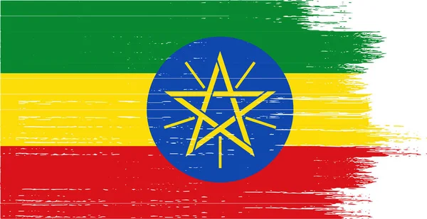 Bandera Etiopía Con Pintura Pincel Texturizada Aislada Sobre Fondo Png — Archivo Imágenes Vectoriales