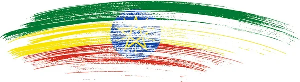 Flaga Etiopia Farbą Pędzelkową Teksturowana Izolowana Png Lub Przezroczystym Tle — Wektor stockowy