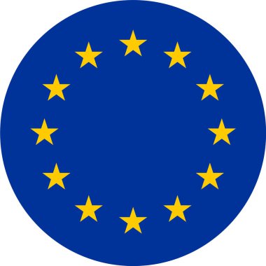 Beyaz arkaplanda Avrupa Birliği bayrağı düğmesi