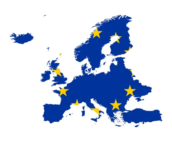 透明背景地图上的欧洲联盟旗帜 — 图库矢量图片