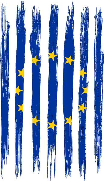 Flagge Der Europäischen Union Mit Pinselfarbe Strukturiert Isoliert Auf Png — Stockvektor