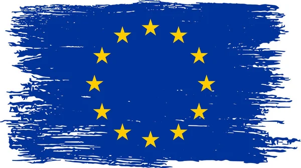 Európai Unió Zászló Ecset Festék Texturált Elszigetelt Png Háttér — Stock Vector