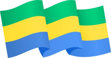 Gabon bayrak dalgası png veya şeffaf arkaplanda izole edildi