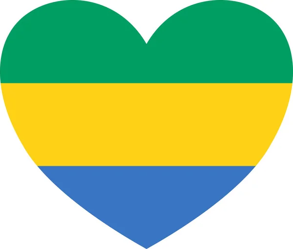 Saydam Arkaplanda Kalp Şeklinde Gabon Bayrağı Izole Edildi — Stok Vektör