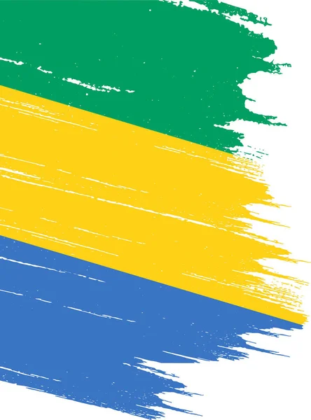 Gabon Vlag Met Penseel Verf Getextureerd Geïsoleerd Png Achtergrond — Stockvector