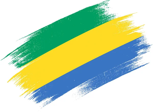 Fırça Boyası Desenli Gabon Bayrağı Png Arkaplanda Izole — Stok Vektör