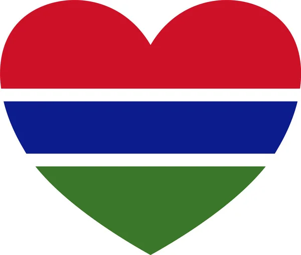 Gambijská Vlajka Tvaru Srdce Izolovaná Průhledném Pozadí — Stockový vektor
