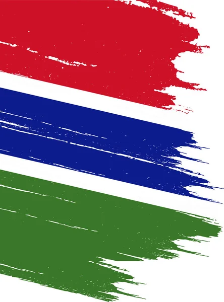Gambia Flagge Mit Pinselfarbe Strukturiert Isoliert Auf Png Hintergrund — Stockvektor