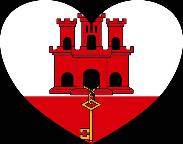 Gibraltar Vlag Hartvorm Geïsoleerd Transparante Achtergrond — Stockvector