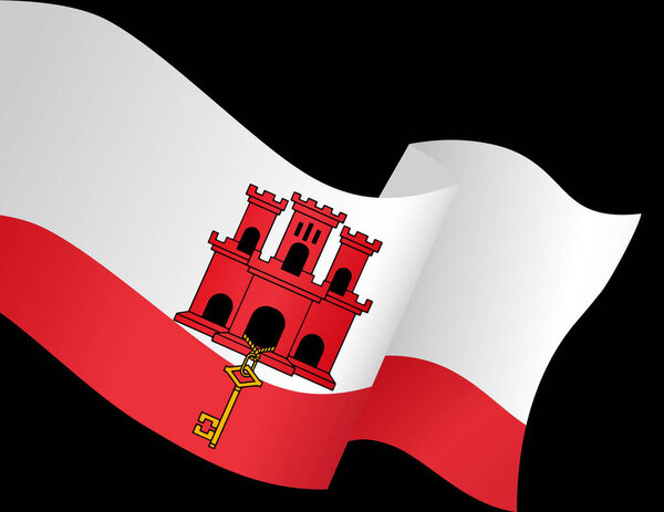 Gibraltar flag wave isolated on png or transparent background