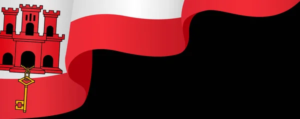 Gibraltar Flagge Welle Isoliert Auf Png Oder Transparentem Hintergrund — Stockvektor