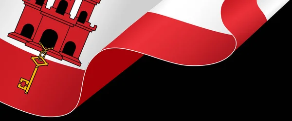 Gibraltar Flagga Våg Isolerad Png Eller Transparent Bakgrund — Stock vektor