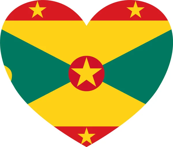 Grenadská Vlajka Tvaru Srdce Izolovaná Průhledném Pozadí — Stockový vektor