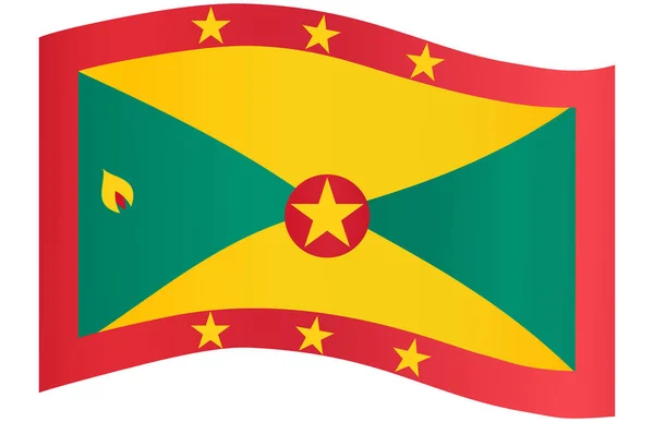 Grenada Flagge Welle Isoliert Auf Png Oder Transparentem Hintergrund — Stockvektor