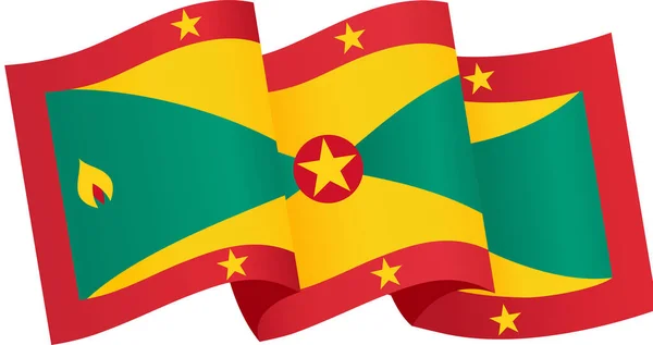 Grenada Zászló Hullám Elszigetelt Png Vagy Átlátszó Háttér — Stock Vector