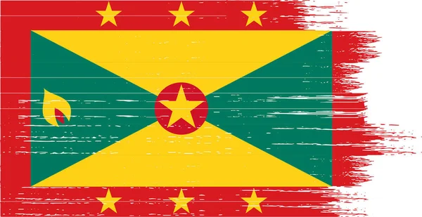 Grenada Flagga Med Pensel Färg Strukturerad Isolerad Png Bakgrund — Stock vektor