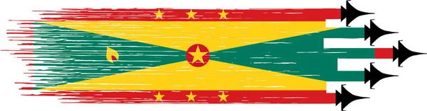Прапор Гренади Військовими Винищувачами Ізольованим Фоном — стоковий вектор
