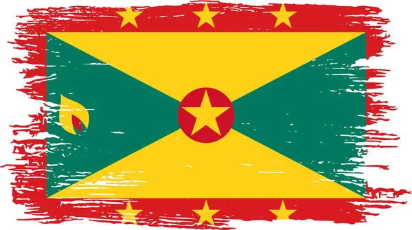 Flaga Grenada Farbą Pędzelkową Teksturowane Izolowane Tle Png — Wektor stockowy