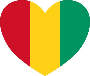  Şeffaf arkaplanda kalp şeklinde Gine bayrağı izole edildi