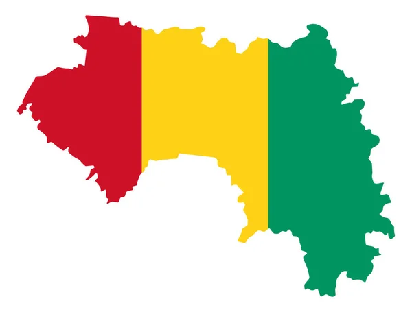 Guinea Flagge Auf Karte Auf Transparentem Hintergrund — Stockvektor