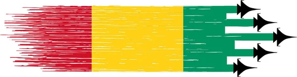 Гвинейский Флаг Изолированном Фоне Военных Истребителей — стоковый вектор
