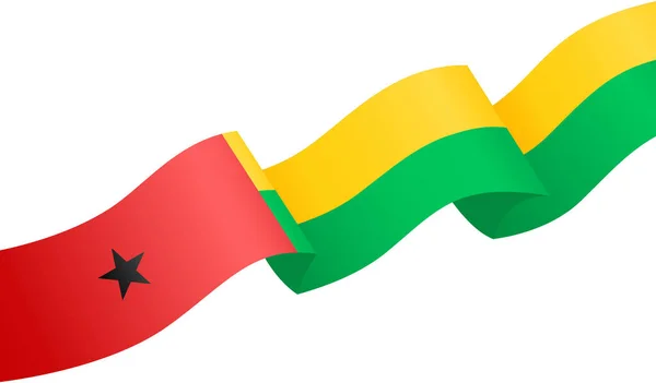 Guinea Bissau Onda Bandera Aislada Png Fondo Transparente — Archivo Imágenes Vectoriales