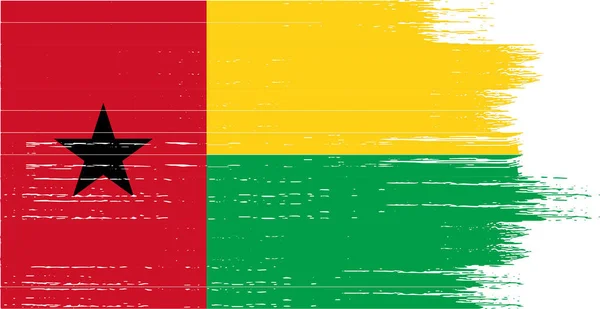 Drapeau Guinée Bissau Avec Peinture Pinceau Texturé Isolé Sur Fond — Image vectorielle