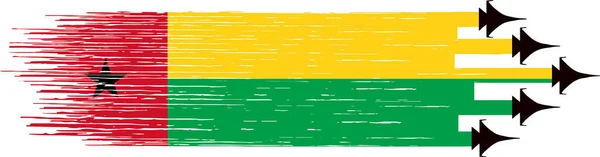 Флаг Гвинеи Бисау Изолированном Фоне Военных Истребителей — стоковый вектор
