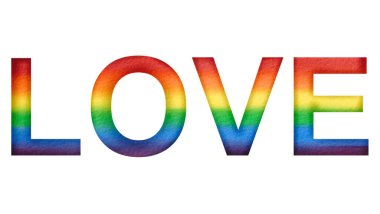 LGBT Gurur Ayı suluboya doku konsepti. Gökkuşağı aşk mesajı. Vektör.