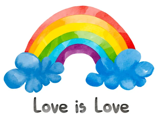 Rainbow Стиль Облачной Кисти Любовью Любовный Текст Белом Фоне Вектор — стоковый вектор