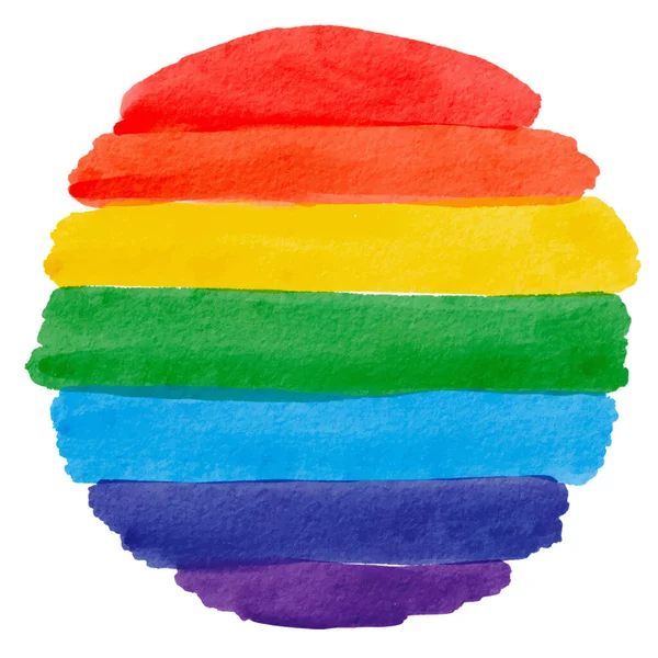 Tęczowa Flaga Farba Pędzla Akwarelowa Kształcie Okręgu Lgbt Pride Miesiąc — Wektor stockowy