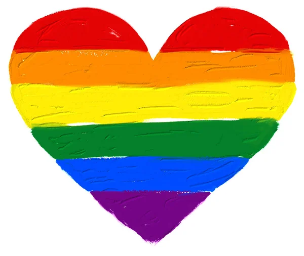 Farba Olejna Tęczowa Flaga Kształcie Serca Lgbt Pride Miesiąc Akwarela — Wektor stockowy