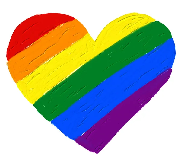 Farba Olejna Tęczowa Flaga Kształcie Serca Lgbt Pride Miesiąc Akwarela — Wektor stockowy