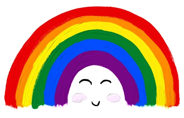 Smile Счастливый Радужный Масляной Краской Кисти Акварельный Фон Вектор — стоковый вектор