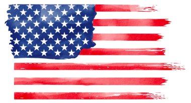 Suluboya fırça boyalı Amerikan bayrağı. Vektör illüstrasyonu 