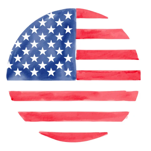 Amerikai Zászló Kör Alakú Akvarell Ecset Festék Texturált Vektorillusztráció — Stock Vector