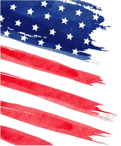 Usa Vlag Met Aquarelverf Getextureerd Vectorillustratie — Stockvector