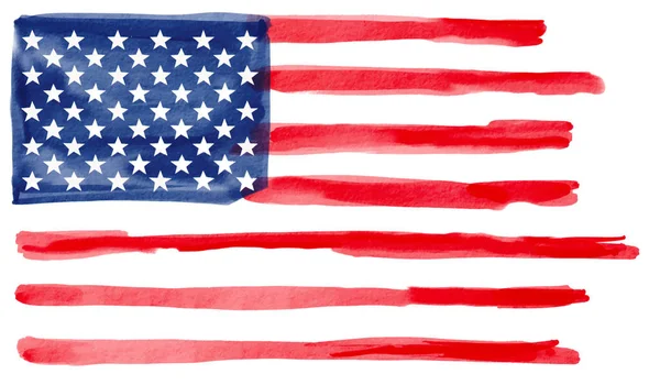 Drapeau Des États Unis Avec Peinture Aquarelle Texturée Illustration Vectorielle — Image vectorielle
