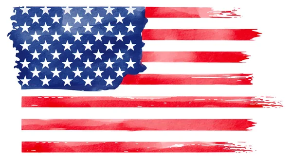 Bandiera Usa Con Vernice Pennello Acquerello Strutturato Illustrazione Vettoriale — Vettoriale Stock