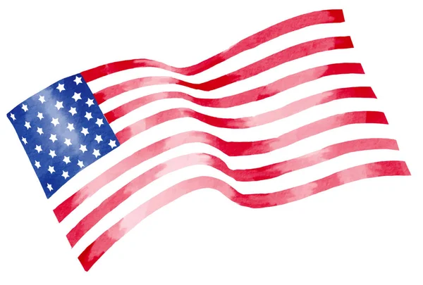 Statele Unite Ale Americii Steag Acuarelă Perie Vopsea Texturat Ilustrație — Vector de stoc