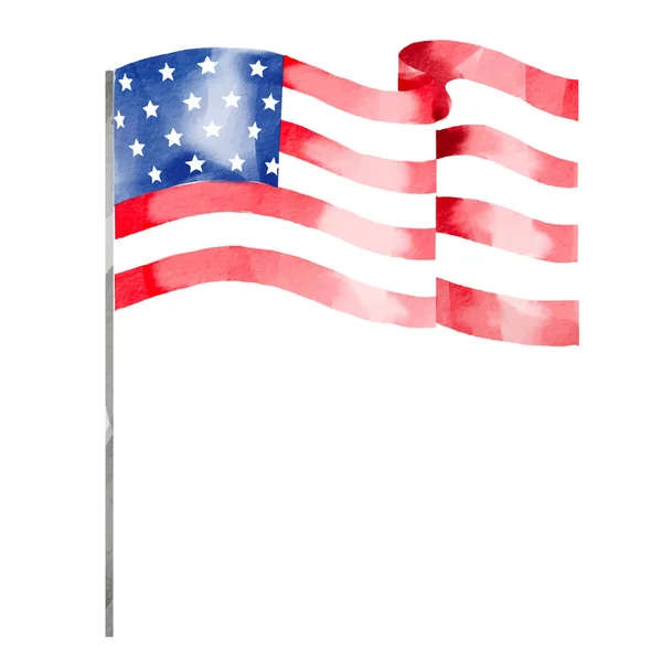 Amerikai Zászló Akvarell Ecset Festék Texturált Vektorillusztráció — Stock Vector