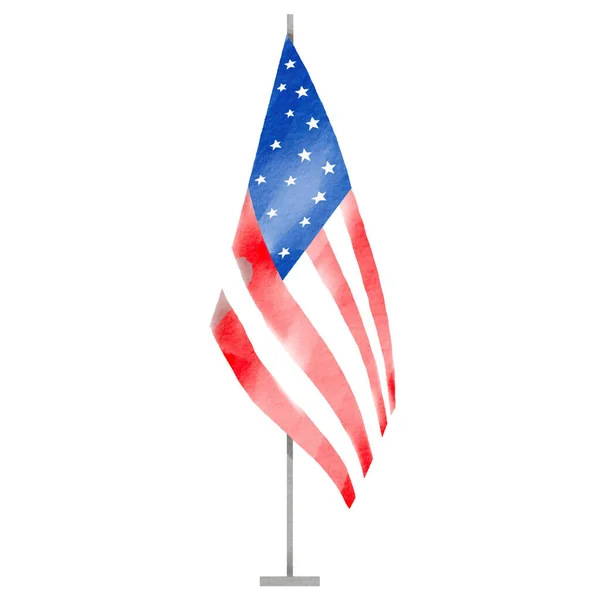 Suluboya Fırça Boyalı Amerikan Bayrağı Vektör Illüstrasyonu — Stok Vektör