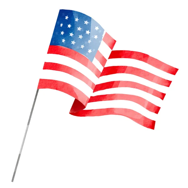 Usa Flagge Mit Aquarell Pinselfarbe Strukturiert Vektorillustration — Stockvektor