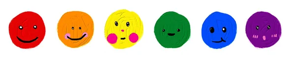 笑顔幸せな虹油絵具ブラシスタイルの顔 Lgbtプライド月水彩テクスチャコンセプト ベクターイラスト — ストックベクタ